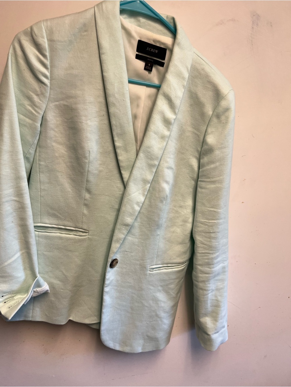 J. Crew Light Mint Shawl-Collar Blazer